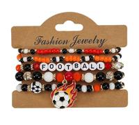 Mimoqk Pitch Charm Bands, Kick Bead Wristwear, Goal Spirit Jewelry, Elastic Sports Accessory Match Day Fan Gear Use for Dads Moms Coaches Fans Game Day Matches Team Building Activities