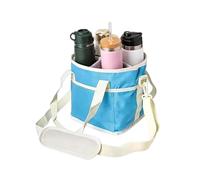 Mimoqk plegable Drink Carrier, Leak Proof Tote, Four Compartment Organizer, Portable Beverage Holder, for Coffee Water Picnic Travel Snack Beach Office Gym Family Use Reusable Lightweight Bag, azul
