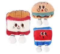 Mimoqk Plush Cat Toys, Kitten Plush Stuffed Hamburger, Puzzle with Bells, Pet Chew Ball, Soft and Sturdy, Indoor Entertainment Kit, Pack of 3, Fun and Interactive Exercise for Cats
