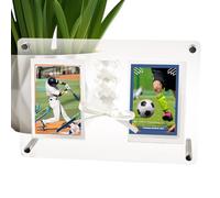 Mimoqk Portarretratos transparente - Pantalla de doble cara de 7.7 x 5.3 pulgadas, 2 ranuras con diseño de cinta sin marco, marco de bloque acrílico de doble cara | para novia, novio, parejas, él