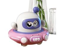 Mimoqk Pull Back UFO - Platillo de dibujos animados juguete de retracción, juguete educativo para niños y niñas, interior y exterior jardín