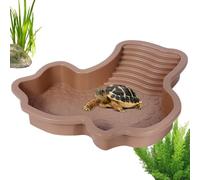Mimoqk Reptile Bathing Pool, Turtle Water Bowl, 1,22 x 10,43 pulgadas Size Basking Terrace Aquarium Ramp, Feeding Decor for Lizards Frogs Snakes, White, Brown, Red