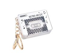 Mimoqk Retro Sound Keychain, Small Cassette Keyring, 10 Songs Music Player with Classic Design, Musical Player Keychain with Portable Size, Novelty Accessories, Music Keychains for Backpack