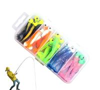 Mimoqk Señuelos de de Silicona, señuelos de Suave para el bajo | 25x t Cola Silicona Kit de Cebo de de Agua Dulce | con la Caja de Almacenamiento, el Gancho de Plomo atrae el Agua Salada de de río de