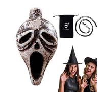 Mimoqk Silbato azteca, silbato con forma de calavera fantasma, juguete de broma portátil, silbato decorativo para Halloween, silbato escalofriante, sonido humano auténtico, juguete