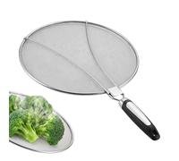 Mimoqk Splatter Guard Shield, Stainless Steel Mesh, Oil Grease Splash Protector Heat Resistant Kitchen Lid Screen, for Frying Bacon Chicken Popcorn Fries Cooking Pots Skillets Kitchen Use 11.41Inche