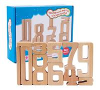 Mimoqk Stacking Number Toys, 630 g Educational Digit, Authentic Preschool Learning Game, for Kids Ages 3+ Counting Math Wooden Number Cube Early Development Classroom Activity Use