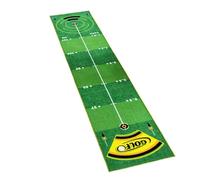 Mimoqk Tapete de entrenamiento verde para golf de 1.5 x 8 pies, almohadilla deportiva para interiores y exteriores, mejora tus habilidades de putt, parte inferior antideslizante