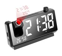 Mimoqk Time Projection Clock, Smart Electronic Alarm, Temperatura Sensor Display, Interactive 180° Rotatable Hour Projector, Digital Bedside Timepiece for Home Or Travel Use 7,32 x 1,65 x 3,5 pulgadas