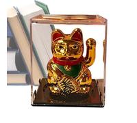 Mimoqk Waving Cat, Solar Power Motion, Cat with Solar Panel Motion, Waving Decor with Bobble Action, Home Decor Figurine, Desk Car Display for Use Home Office Shop Events