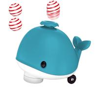 Mimoqk Whale Floating Toy, Cartoon Whale Levitation Ball, Flexible Wheels & Music Function, Built-in Cooling Fan, Interactive Blowing Games, Colorful Design, for Cats, Kittens, Indoor Playtime
