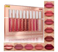 Mimore Kit de regalo de Lápiz labial líquido 10pcs / set de brillo de labios mate resistente al agua de larga duración para cosméticos(01)