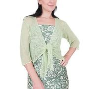 Mimosa Señoras Mujeres Crochet Bolero Brillo y Liso de Encaje Elastico Cardigan Abierto (Talla Unica ES 36-44, Apple Green)