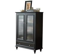 MIMRTIMI Armario de Cocina con 2 Puertas Correderas,Aparador Armario de Almacenamiento con 1 Cassetti Mobile para Salón Nessun assemblaggio richiesto (Black, 80X40X120CM)