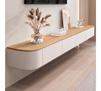 MIMRTIMI Mueble de TV de Madera Mesa de TV Montado en la Pared Blanco Mueble para TV para Salón, Dormitorio