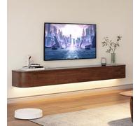 MIMRTIMI Mueble TV Suspendido Madera Maciza muebele TV con Puerta Mueble de Salon para Aparador De Almacenamiento Debajo del Televisor (Brown with Light, 160 * 30 * 20CM)