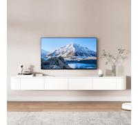 MIMRTIMI Mueble TV Suspendido Madera Maciza muebele TV con Puerta Mueble de Salon para Aparador De Almacenamiento Debajo del Televisor (White, 180 * 30 * 20CM)