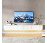 MIMRTIMI Mueble TV Suspendido Madera Maciza muebele TV con Puerta Mueble de Salon para Aparador De Almacenamiento Debajo del Televisor (White-LED, 220 * 30 * 20CM)