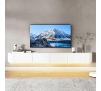 MIMRTIMI Mueble TV Suspendido Madera Maciza muebele TV con Puerta Mueble de Salon para Aparador De Almacenamiento Debajo del Televisor (White-LED, 200 * 30 * 20CM)