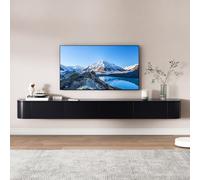 MIMRTIMI Mueble TV Suspendido Madera Maciza muebele TV con Puerta Mueble de Salon para Aparador De Almacenamiento Debajo del Televisor (Black, 160 * 30 * 20CM)