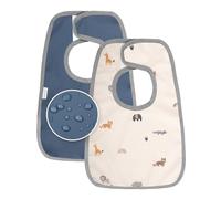 MIMUSELINA Baberos Bebe Impermeables Reutilizables | Babero Bebe Recien Facil de Poner | Babero con Certificación OEKO-TEX y Sin BPA | Hecho en Espana | Pack de 2 Baberos Savanna