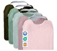 MIMUSELINA Baberos Bebe Impermeables Reutilizables | Babero Bebe Recien Facil de Poner | Babero con Certificación OEKO-TEX y Sin BPA | Hecho en Espana | Pack de 5 Baberos de Rizo Dream