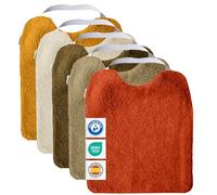 MIMUSELINA Baberos Bebe Impermeables Reutilizables | Babero Bebe Recien Facil de Poner | Babero con Certificación OEKO-TEX y Sin BPA | Hecho en Espana | Pack de 5 Baberos de Rizo Nature