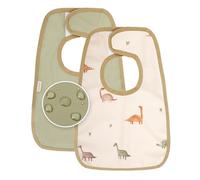 MIMUSELINA Baberos Bebe Impermeables Reutilizables | Babero Bebe Recien Facil de Poner | Babero con Certificación OEKO-TEX y Sin BPA | Hecho en Espana | Pack de 2 Baberos Dino