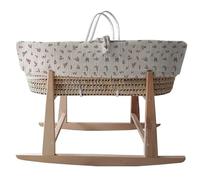 MIMUSELINA | Moises para Bebe Recien Nacido - Incluye Las Patas del Moisés, Colchón y Funda - Cuna Moises con Vestiduras de 100% Algodón - Capazo de Mimbre Fabricado en Palma Natural (Ecru)