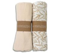 MIMUSELINA Pack 2 Muselinas Bebe Algodon Cuadradas 1x1m - Paño de Lactancia para Bebe de Gasa de Algódon - Tejido Super Suave, Absorbente y Multiusos - Muselinas Algodon Bebé (Toscana/Arena)