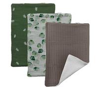 MIMUSELINA Pack 3 Paños de Muselinas Bebe Algodon y Rizo Doble Capa | Gasas para Bebes y Paños de Lactancia | Toalla Baño Recién Nacido OEKO-TEX 21x30 cm | Lavables y Reutilizables