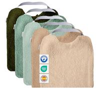 MIMUSELINA Pack de 5 Baberos Bebe Impermeables BLW Reutilizable | Babero Bebe Recien Nacido de Rizo y Algodón Premium | Baberos Grandes con Certificación OEKO-TEX y Sin BPA | Fabricados a Mano España