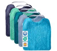MIMUSELINA Pack de 5 Baberos Bebe Impermeables BLW Reutilizable | Babero Bebe Recien Nacido de Rizo y Algodón | Ideales para Guarderia | Fabricados en España