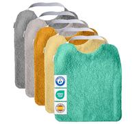 MIMUSELINA Pack de 5 Baberos Bebe Impermeables BLW Reutilizable | Babero Bebe Recien Nacido de Rizo y Algodón | Ideales para Guarderia | Fabricados en España