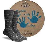 Mimuselina Regalos día del padre - día del abuelo, regalo original para abuelos. Calcetines Grandpa Calcetin abu Recuerdo huella dibujo abuelo (Recuerdo y calcetines GRANPA)