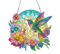 mimzemamz Pintura de Diamante,DIY 5D Diamond Painting Carillón con Cadena,Pintura Diamante Adultos Pájaros y Flores en Forma Decorativas para Decorar Entradas,Paredes y Ventanas