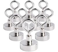 MIN CI 10pcs Ganchos Magnéticos Imanes Potentes, 20mm Imanes Neodimio, Fuerza de Tracción, 10kg (22 lbs), Imán con Gancho, Soporte Magnético, Redondo, Gancho Magnético para Camping, Garaje