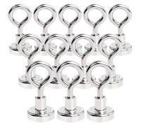 MIN CI 12pcs Ganchos Magnéticos Imanes Potentes, 16 mm Imanes Neodimio, Fuerza de Tracción, 8kg (17,6 lbs), Imán con Gancho, Soporte Magnético, Redondo, Gancho Magnético para Camping, Garaje