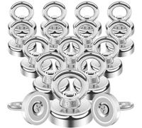 MIN CI 16pcs Imán de Pesca Magnético 16mm, Ganchos Magnéticos, 12kg, Imanes Potentes, Imanes de Neodimio con Gancho, Iman Potentes con Orificio
