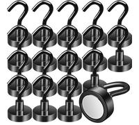 MIN CI 18pcs Ganchos Magnéticos Extra Fuertes, 20mm Iman Gancho, Imanes Fuerte, Imanes Neodimio Negro, Ganchos Cocina Extrafuertes Para Camping Garaje Cocina Oficina