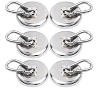 MIN CI 6pcs Imanes Neodimio Grandes, 42mm Ganchos Magnéticos Fuertes, 50kg Fuerza de Tracción, Imán Potentes con Gancho con Ojal, Gancho Magnético para Cocina, Cuarto de Baño, Taquillas