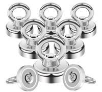 MIN CI 8 Piezas Ganchos magnéticos Extra Fuertes, Imanes de Neodimio de 16 mm Fuerza de tracción Extra Fuerte 10 kg Gancho magnético con Ojal, imán Redondo con Ojal Gancho magnético para Colgar Puert