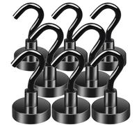 MIN CI 8pcs Ganchos Magnéticos Extra Fuertes, 20mm Iman Gancho, Imanes Fuerte, Imanes Neodimio Negro, Ganchos Cocina Extrafuertes Para Camping Garaje Cocina Oficina