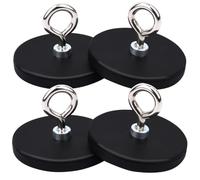 MIN CI Ganchos de neodimio grandes, 4 unidades, redondos, con rosca D43 x 6 mm, M4, imanes, enroscables, imanes de tierras raras con agujero, imanes de goma para atornillar, imán de olla