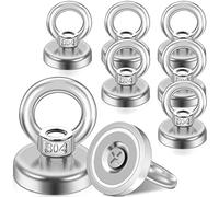 MIN CI Imán de Pesca Magnético 36mm, 8pcs Imanes Fuertes Imanes Neodimio 55kg, Iman Potentes con Orificio, Imanes Redondos, Gancho para Garaje, Taquillas, Cruceros