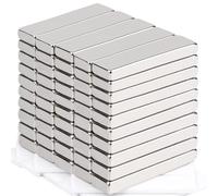 MIN CI Imanes de neodimio extrafuertes, 40 x 10 x 5 mm, 50 unidades, fuertes, planos, fuertes, rectangulares, grandes, extrafuertes, para pizarra magnética