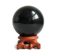 Mina Heal Bolas de Cristal de obsidiana Negra para Fengshui, meditación, curación con Cristales, adivinación, decoración del hogar, Esfera de Cristal mágica Negra