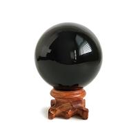 Mina Heal Obsidian Crystal Ball 60 mm / 2.4" para Fengshui Ball, Meditación, Crystal Healing, Esfera de adivinación, Decoración del hogar, 100% Natural y Genuino