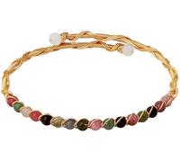 MINACHI Pulsera de alambre envuelta de estilo vintage con perlas blancas, cuentas de turmalina, joyería para mujer, tamaño mediano, piedra, sin piedras preciosas, Medium, Piedra, No es una piedra