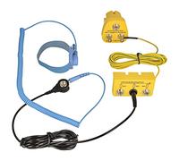 Minadax - Bloque de conexión a Tierra - Enchufe de Tierra antiestático ESD Innovador - 1 megaohm + Caja de conexión a Tierra con Cable de 2,80 m + Manguito de muñeca con extensión de 2,4 m